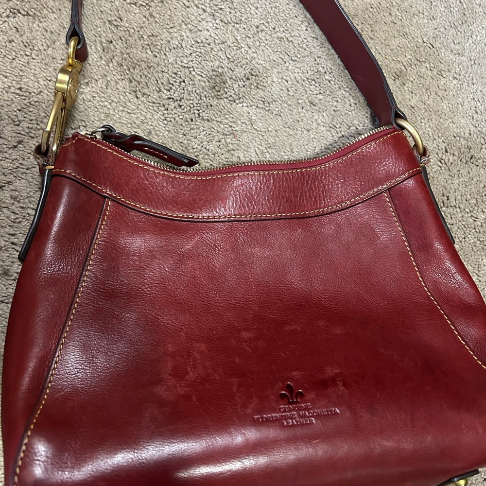 Dooney & Bourke Red Leather Hobo Bag - Picture 3 of 7